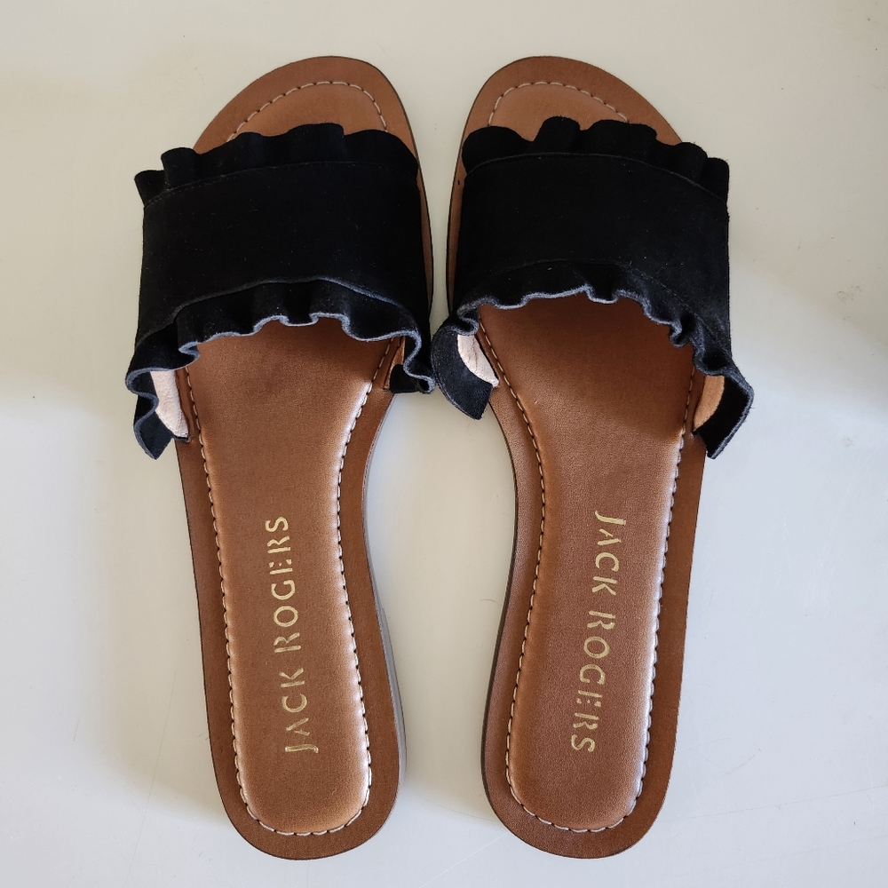 NIB Jack Rogers Rosie Ruffle Slide Size 8 Black